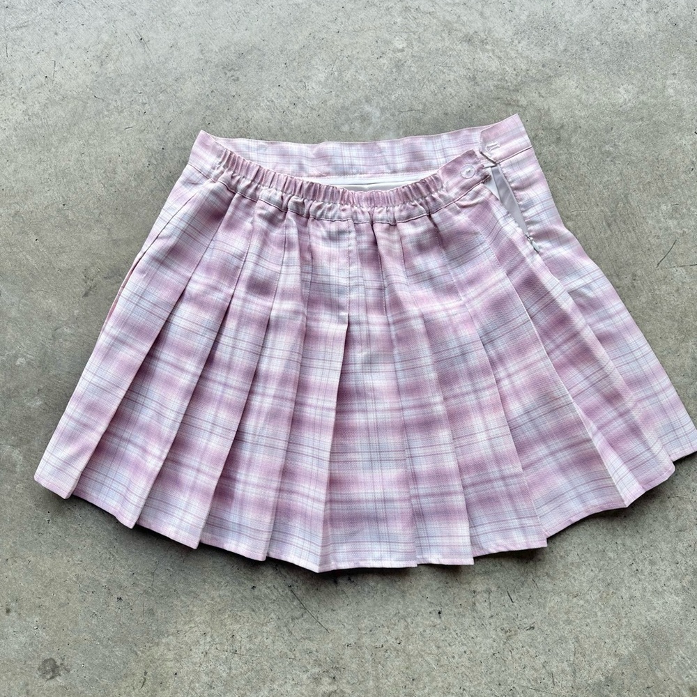 Plaid Pink and White Skirt